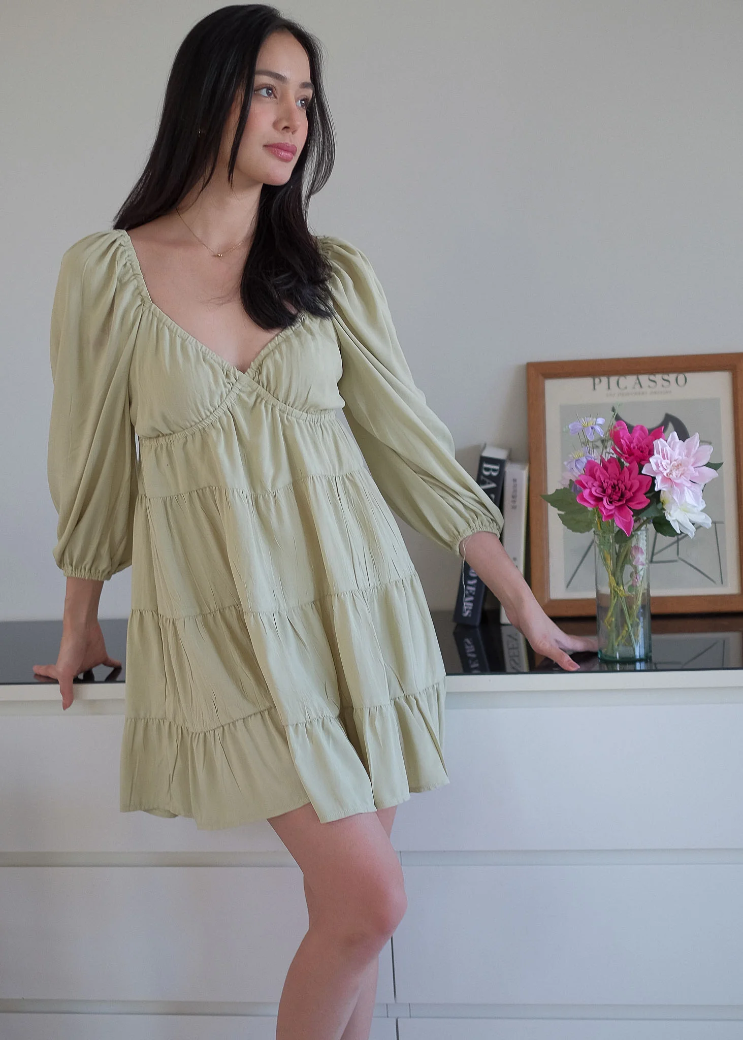 Caroline baby doll dress - apple green - Image 2