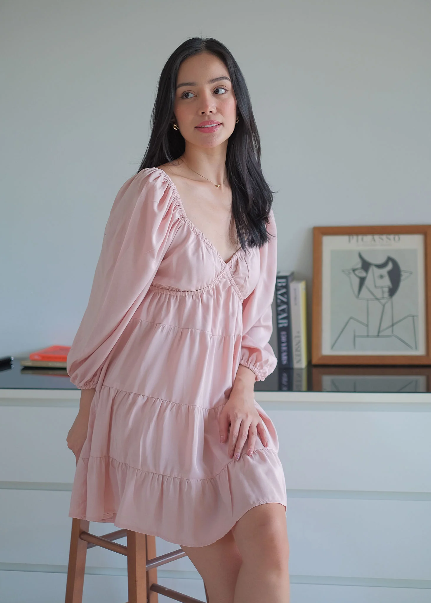 Caroline baby doll dress - blush pink - Image 3