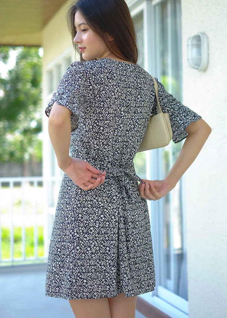 Claire Mini Dress - black floral - Image 4