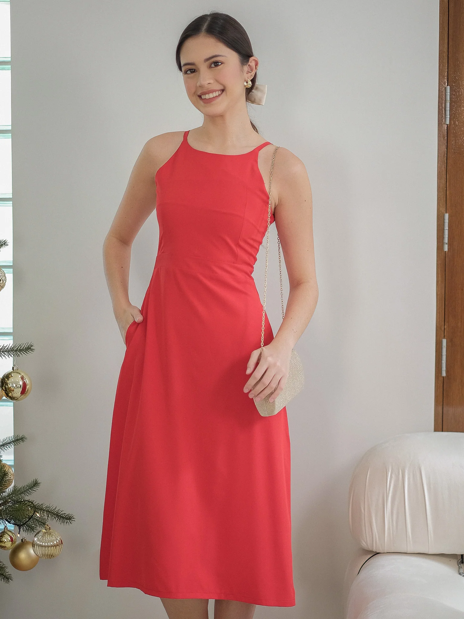 Elora Midi dress - scarlet red - Image 3