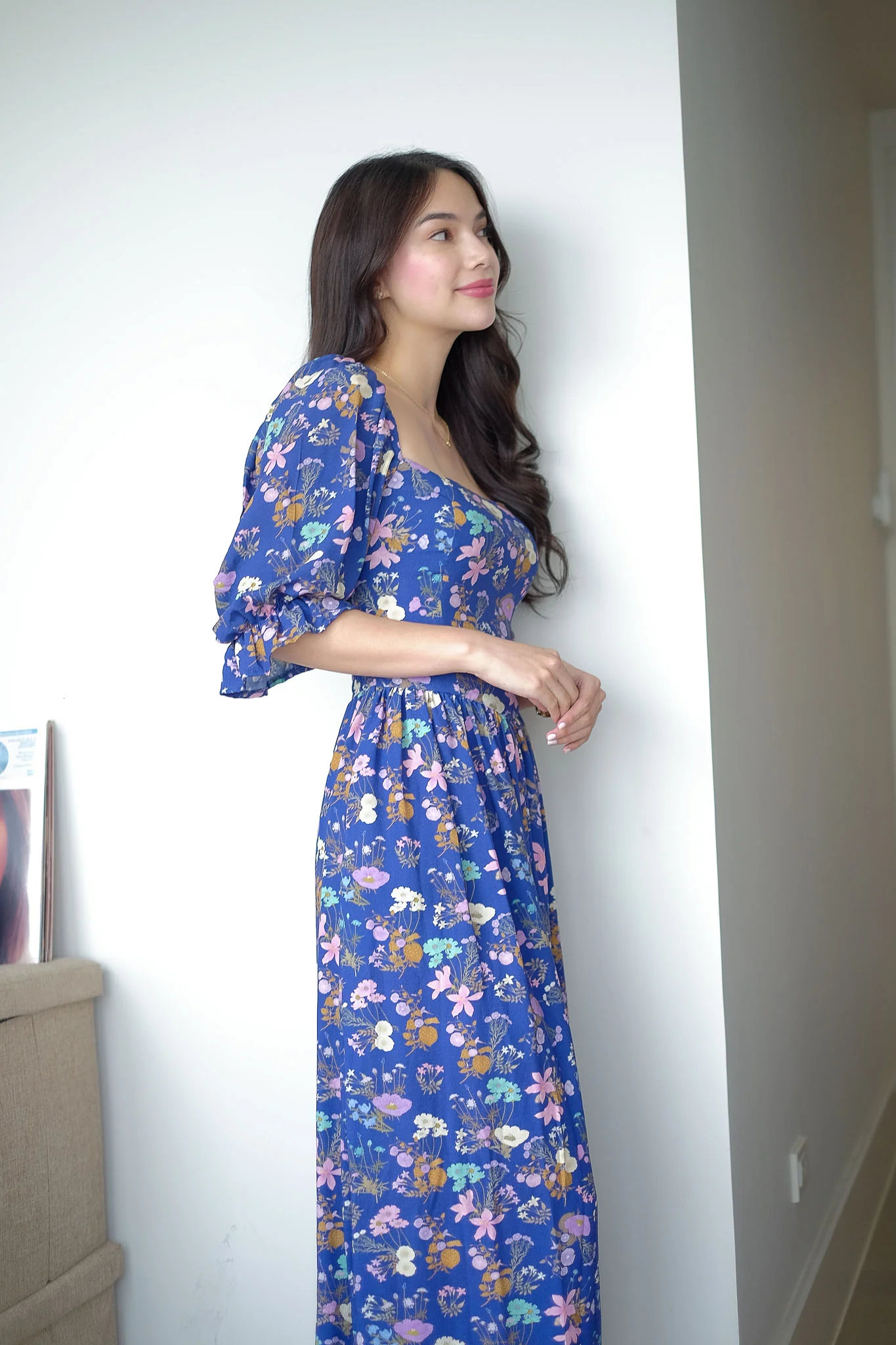 Emeline Midi Dress – royal blue with floral print - Image 8