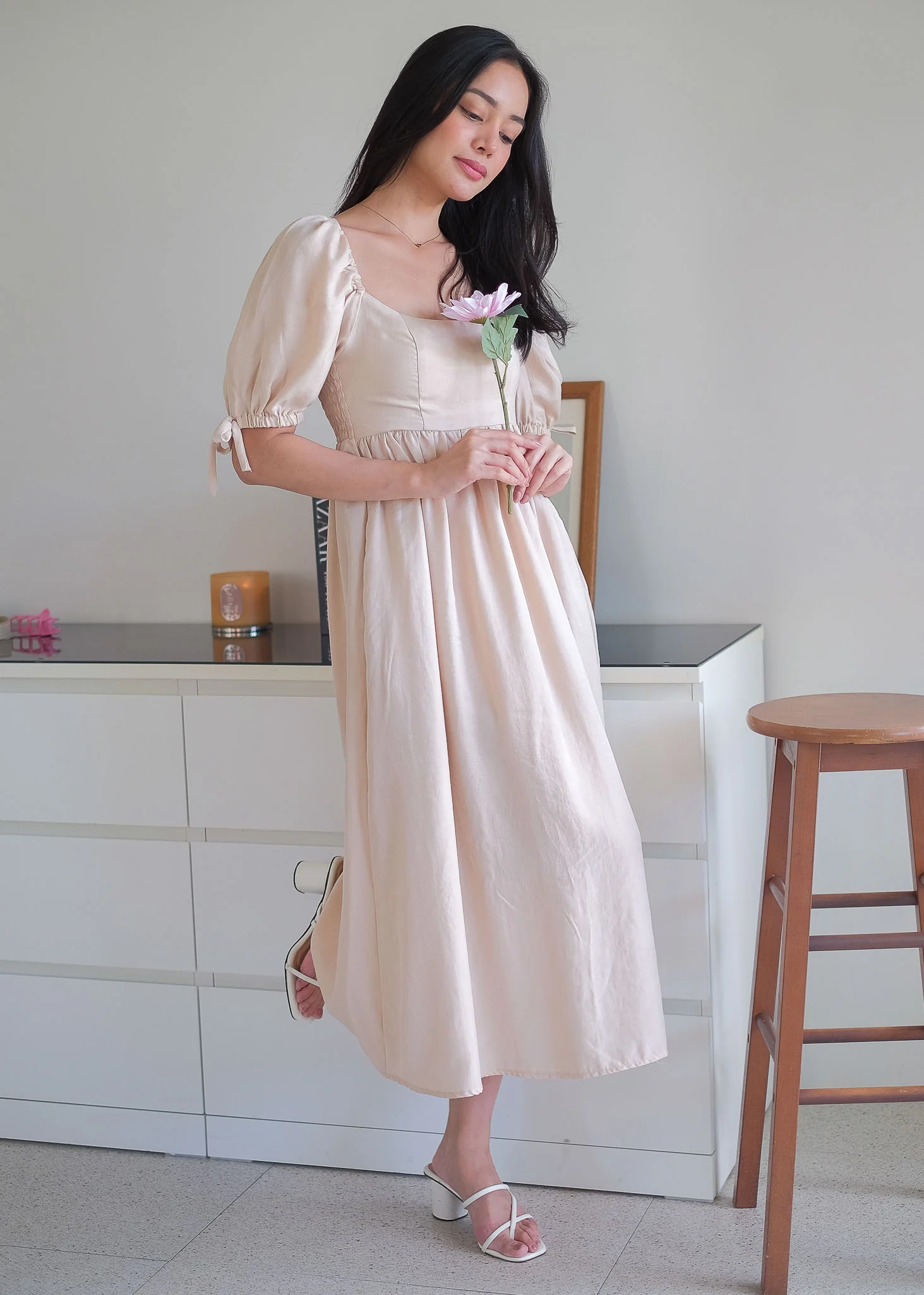 Hadley midi dress - champagne beige - Image 5