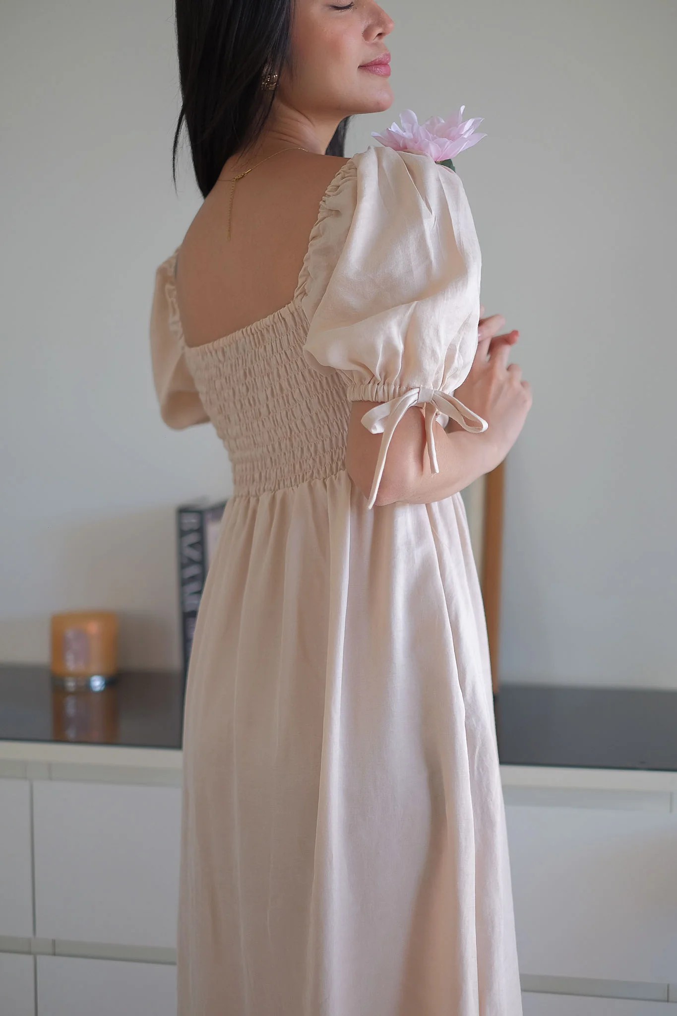 Hadley midi dress - champagne beige - Image 7