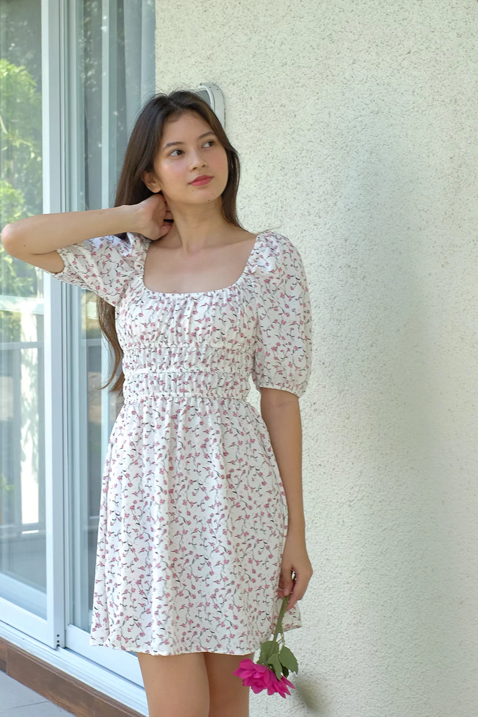 Layla mini dress - white floral - Image 3