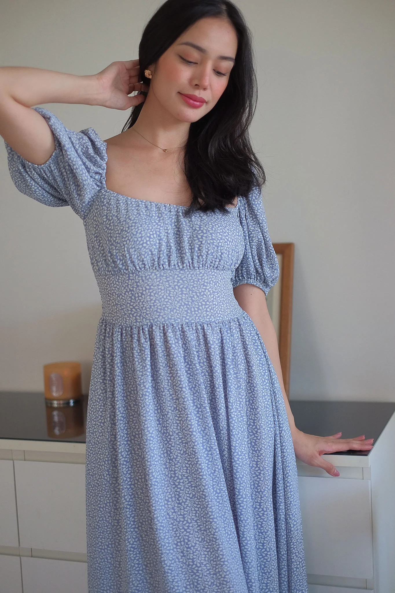 Monica Midi Dress – blue vine floral - Image 5