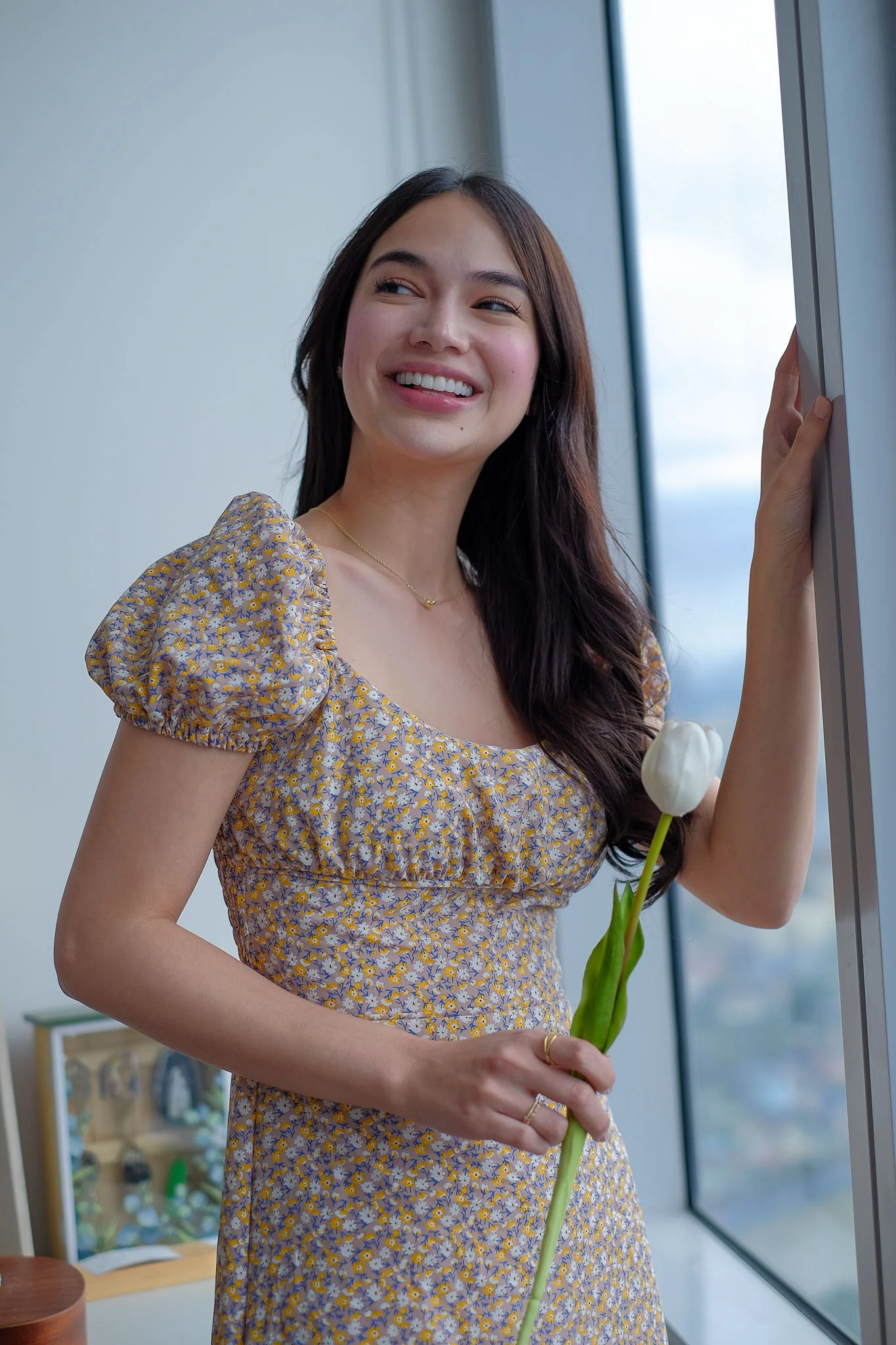 Suri Midi dress - Beige ditsy floral - Image 3