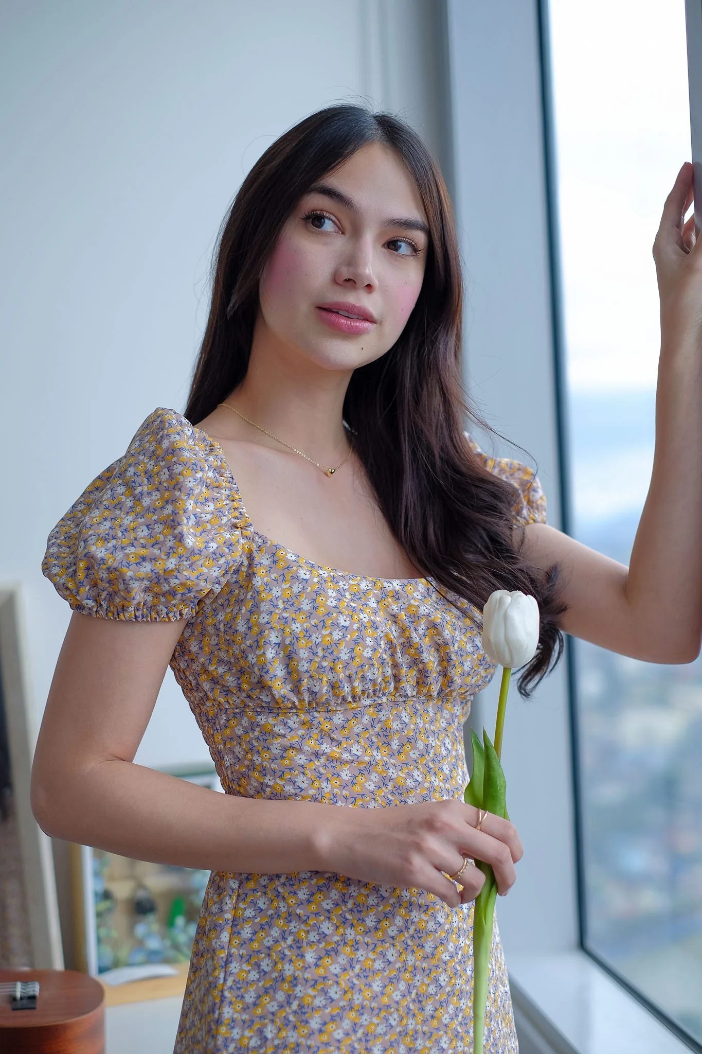 Suri Midi dress - Beige ditsy floral - Image 5