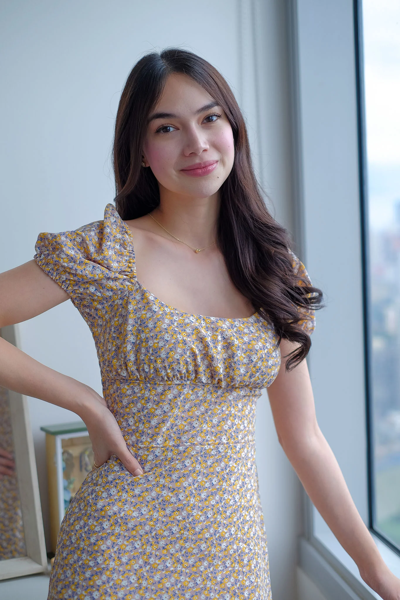 Suri Midi dress - Beige ditsy floral - Image 8