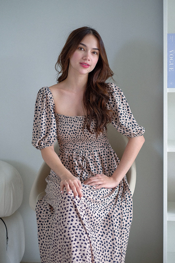 Sylvie Maxi dress - Camel spot print - Image 6