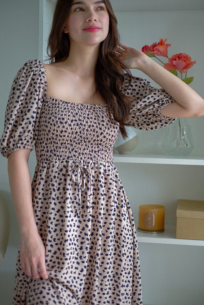 Sylvie Maxi dress - Camel spot print - Image 8
