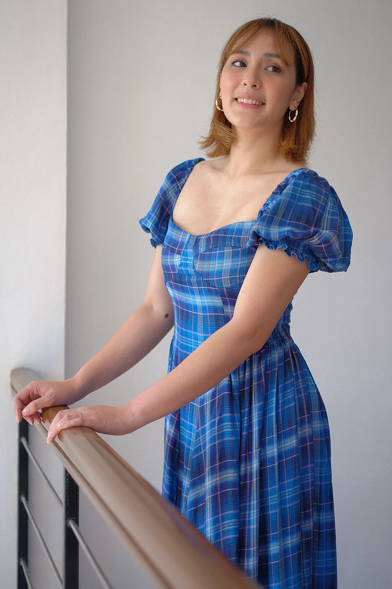 The Ava midi dress - blue plaid - Image 3