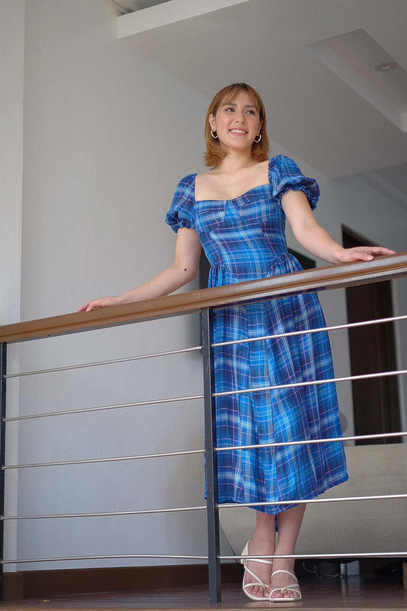 The Ava midi dress - blue plaid - Image 4