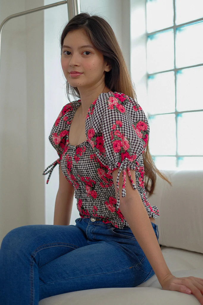 The Carrie top - checkered floral - Image 4