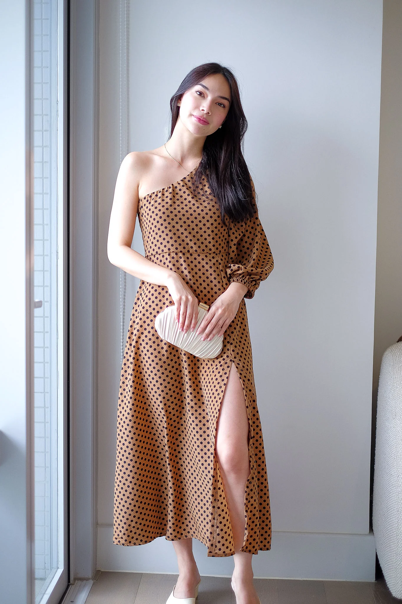 The Celeste midi dress - caramel brown polka - Image 4