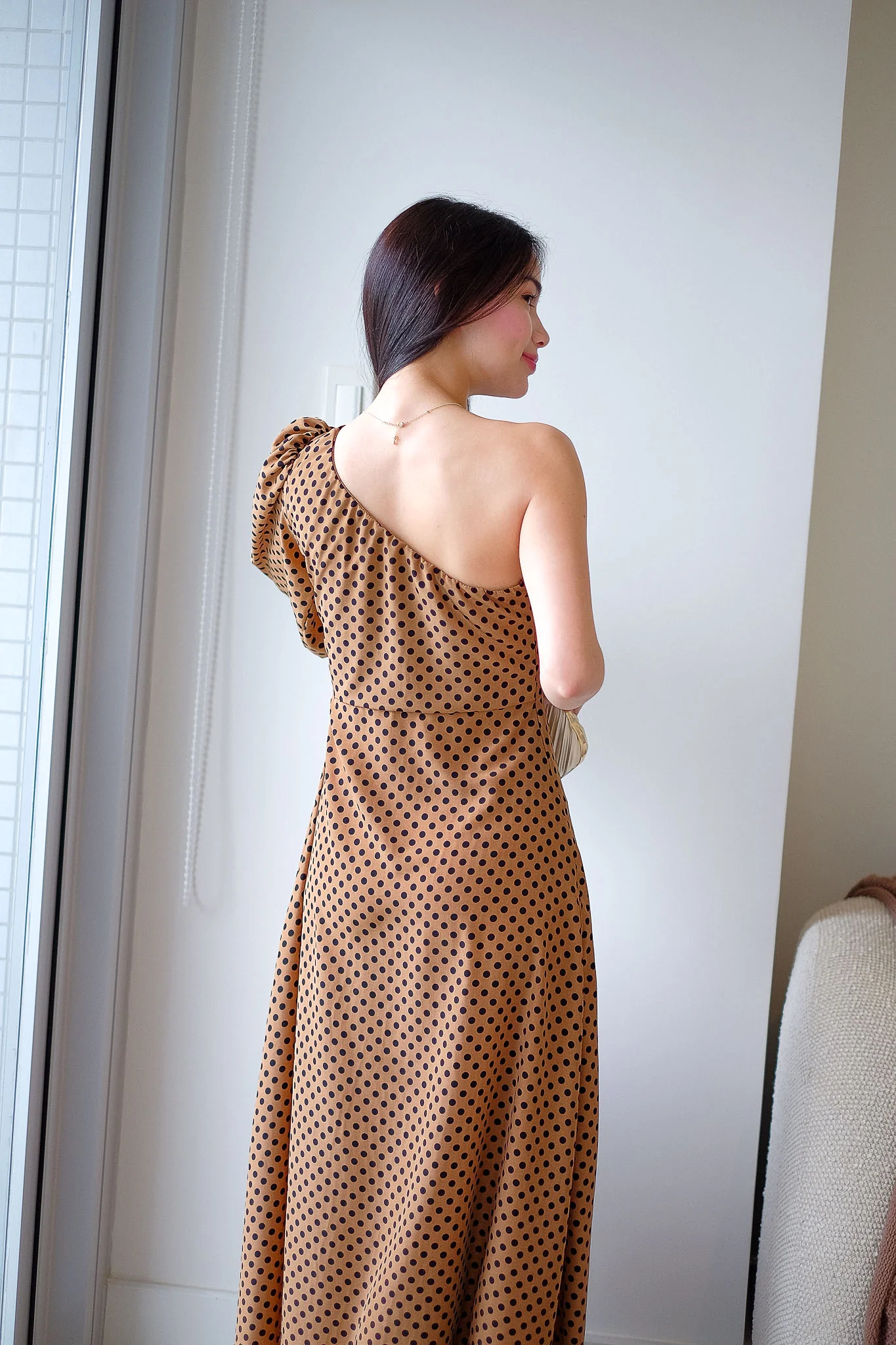 The Celeste midi dress - caramel brown polka - Image 5