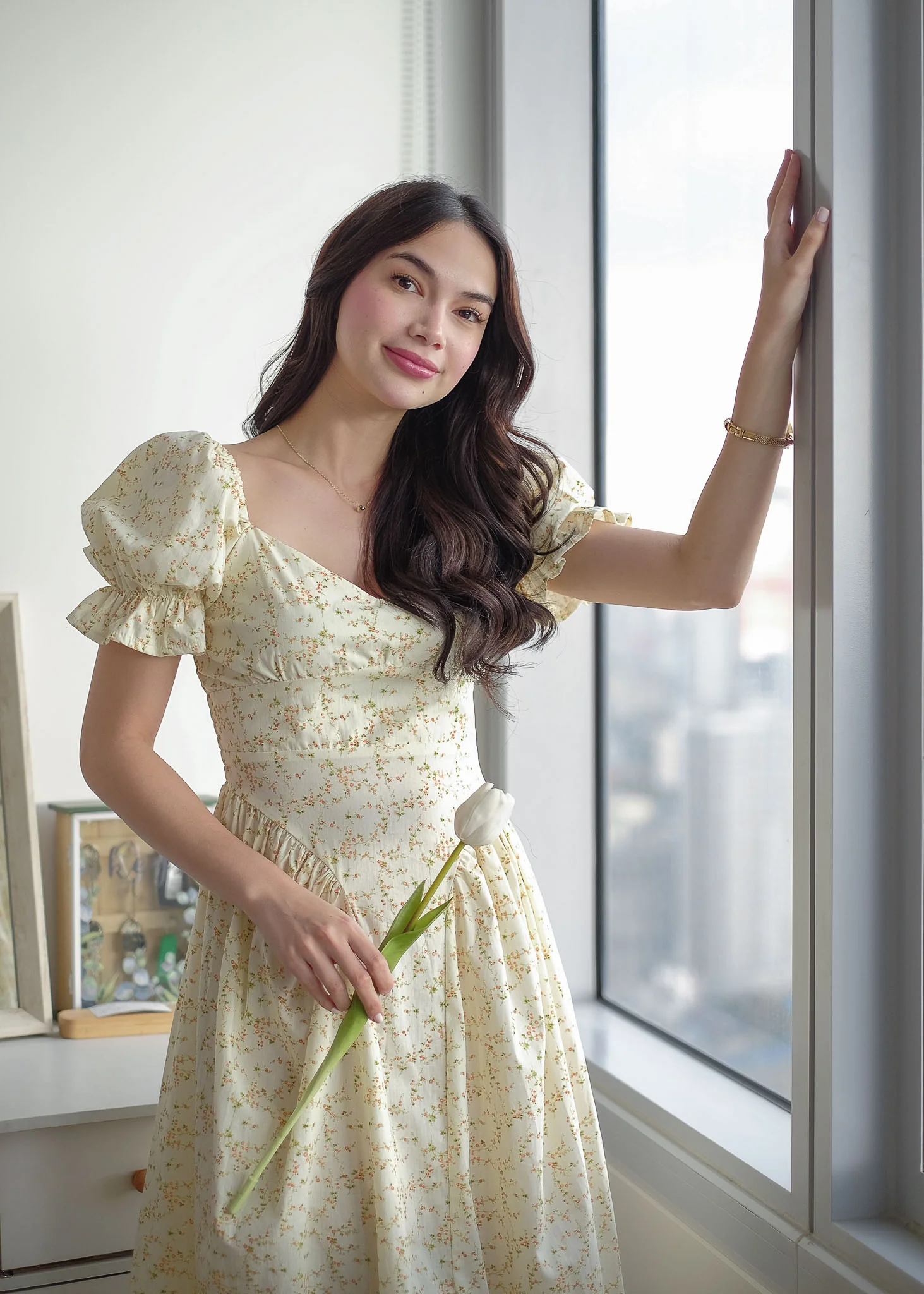 Emma Midi Dress – dainty cream floral - Image 3
