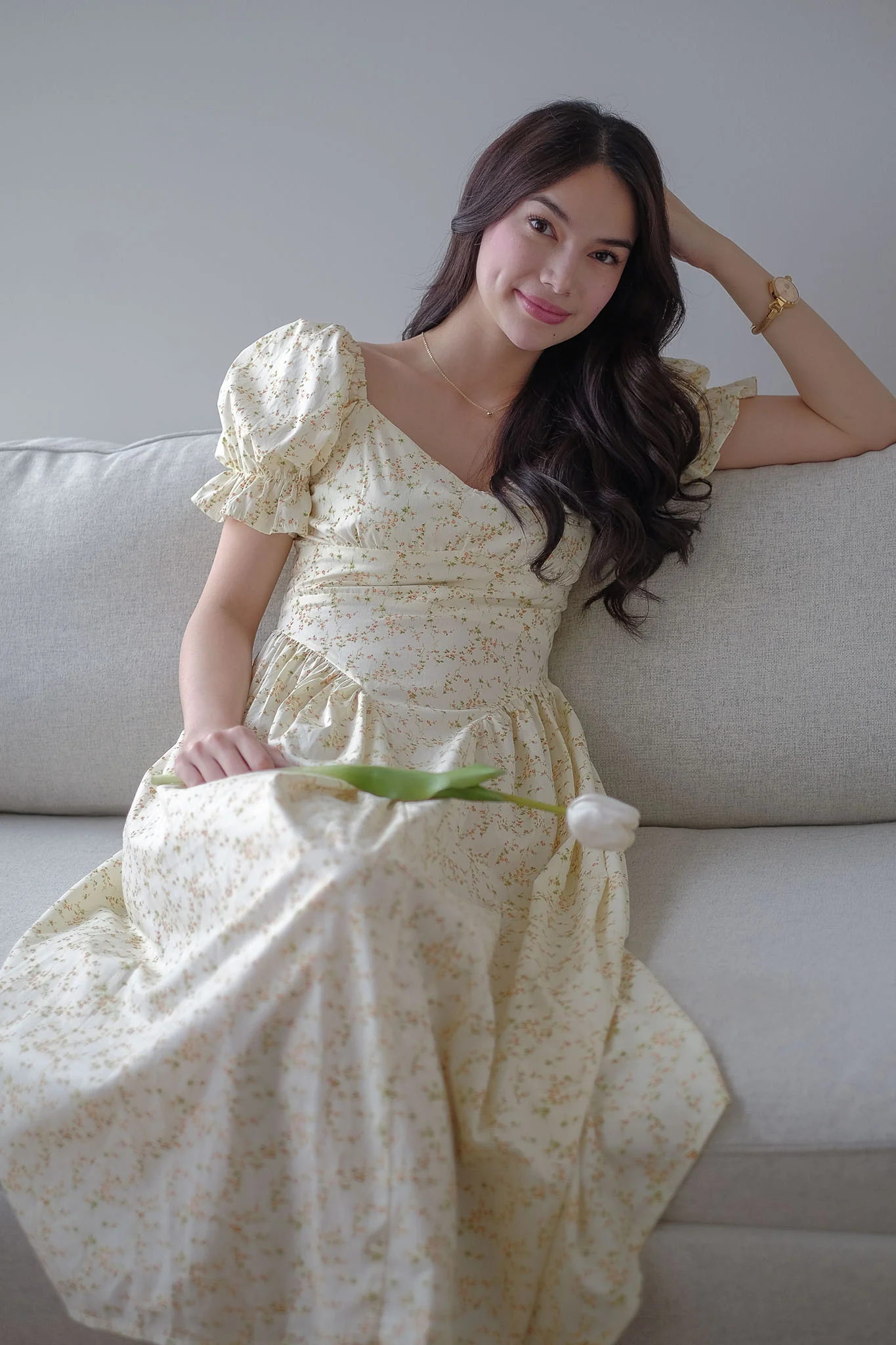 Emma Midi Dress – dainty cream floral - Image 5