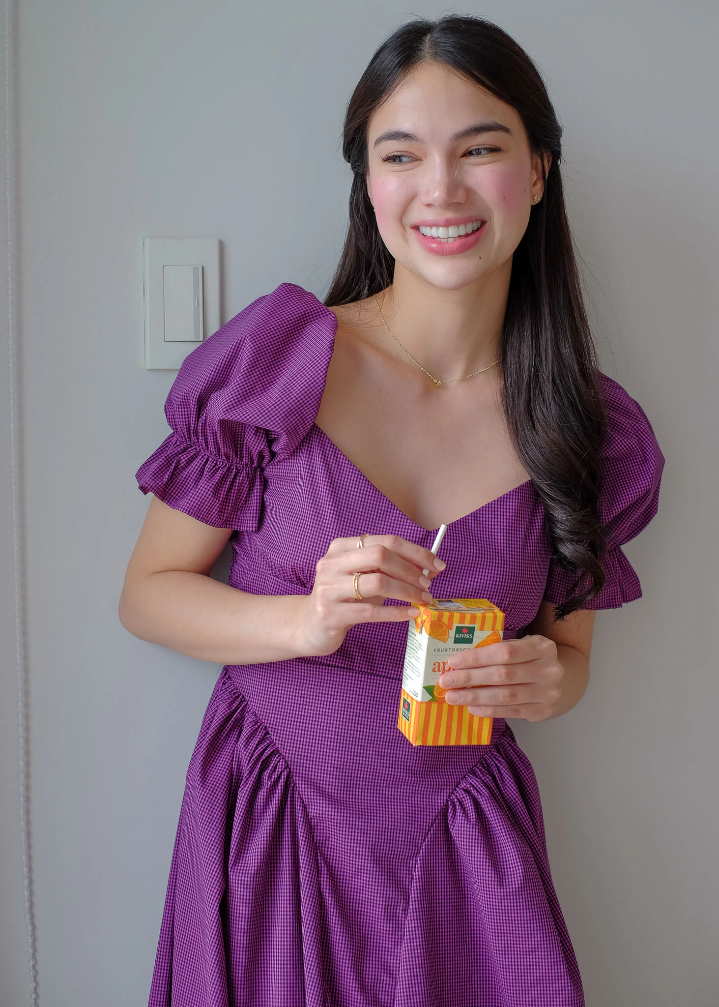 The Emma Midi dress - purple gingham - Image 4