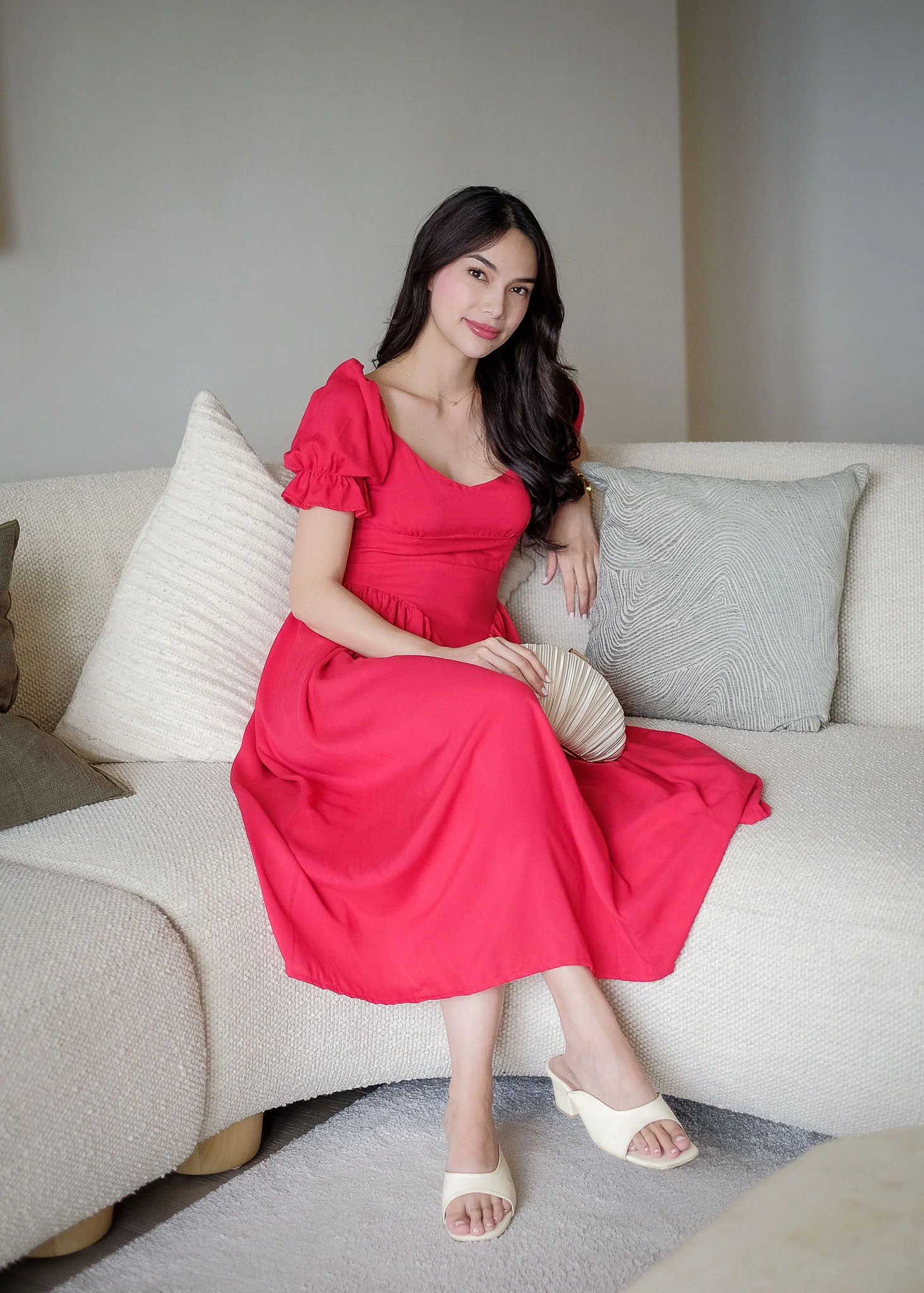 Emma Midi dress - ruby red - Image 2