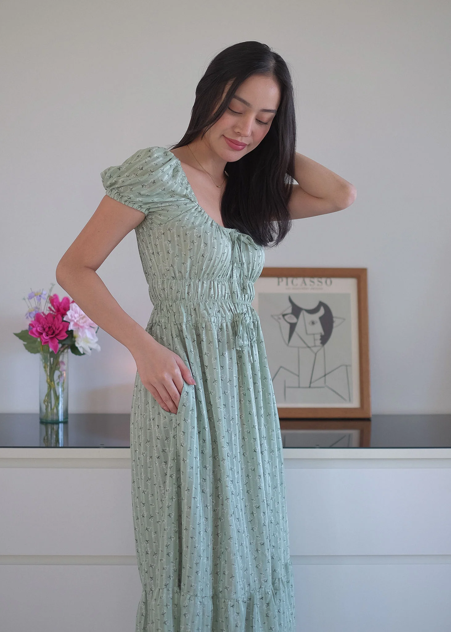 The Leilani midi dress -  sage floral
