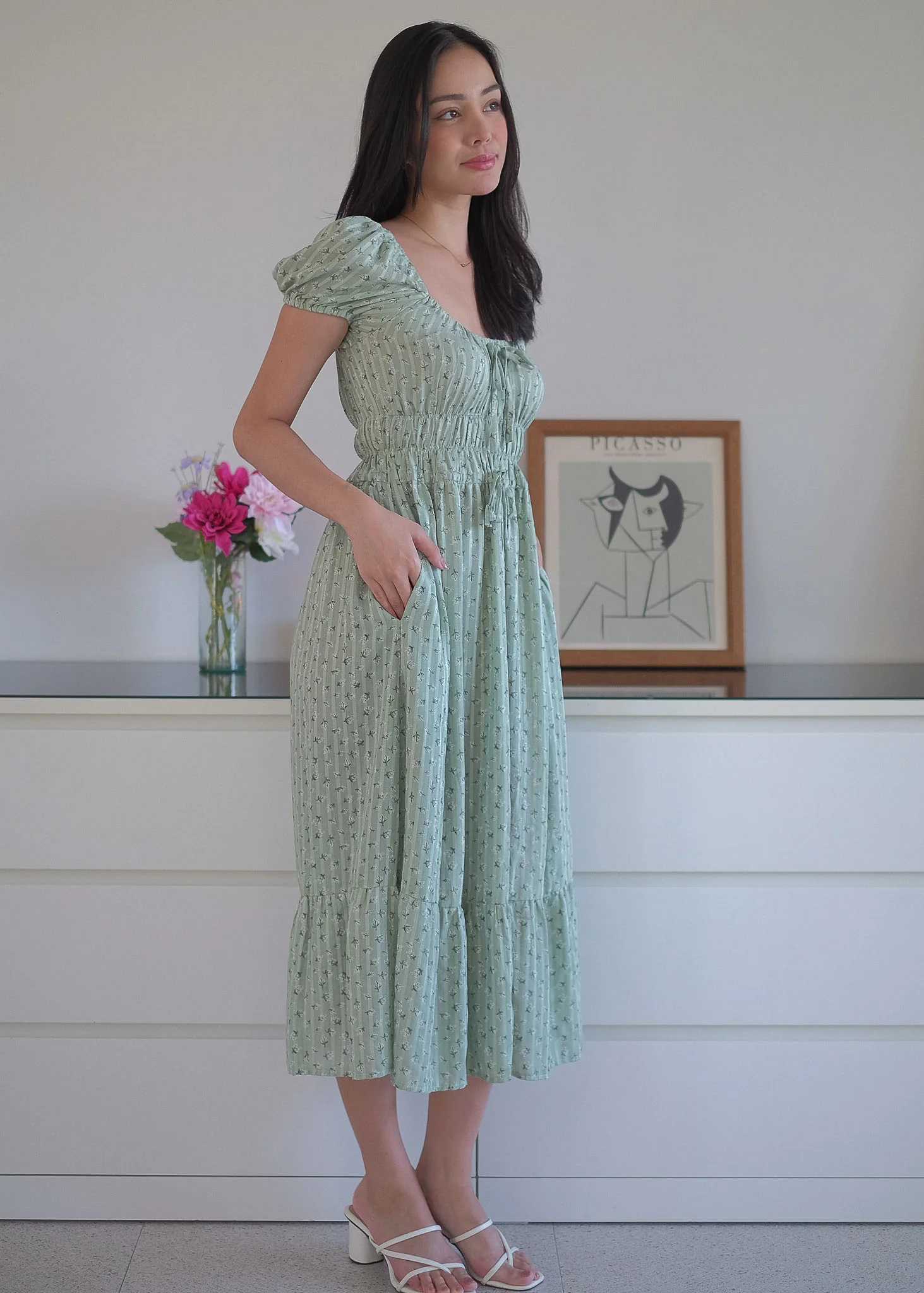 The Leilani midi dress -  sage floral - Image 2