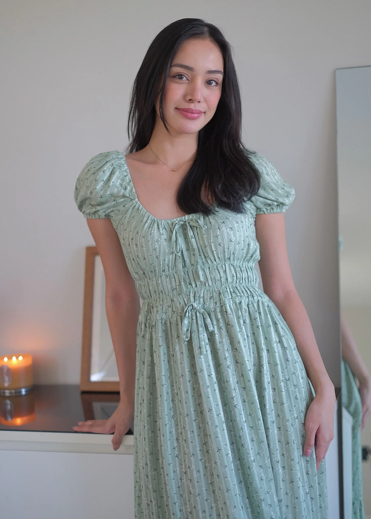 The Leilani midi dress -  sage floral - Image 4