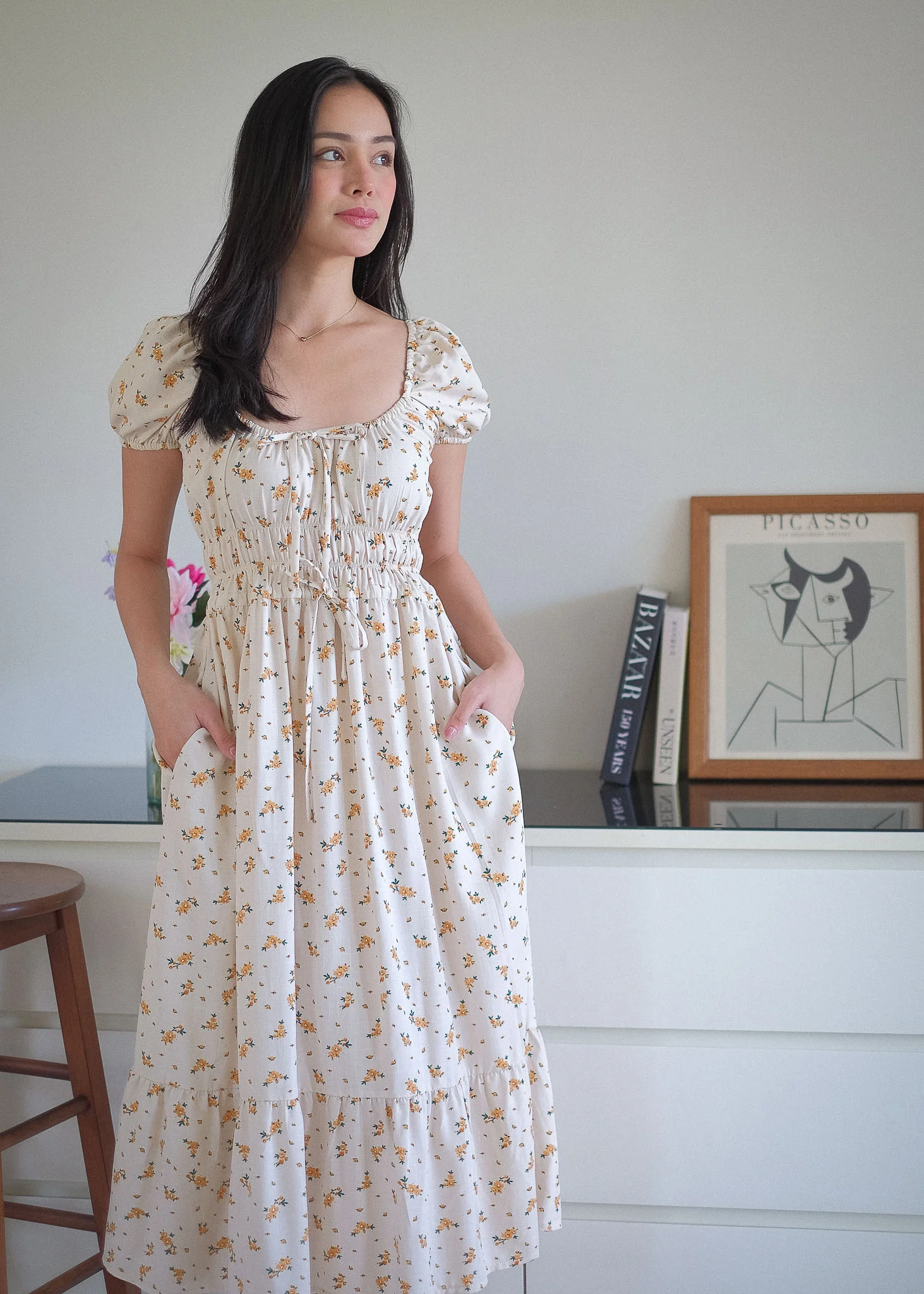 The Leilani midi dress - soft cream ditsy floral - Image 3