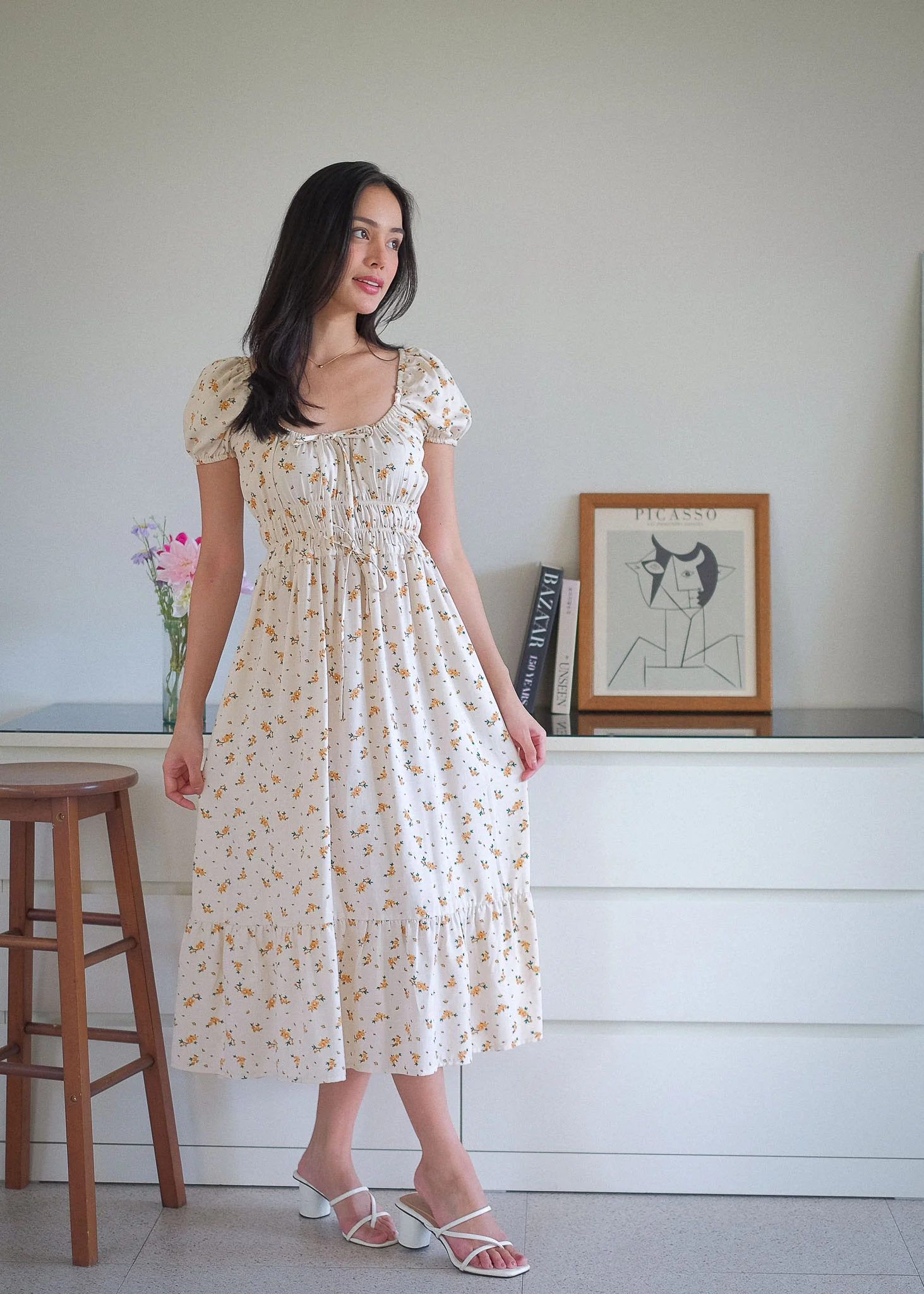The Leilani midi dress - soft cream ditsy floral - Image 4