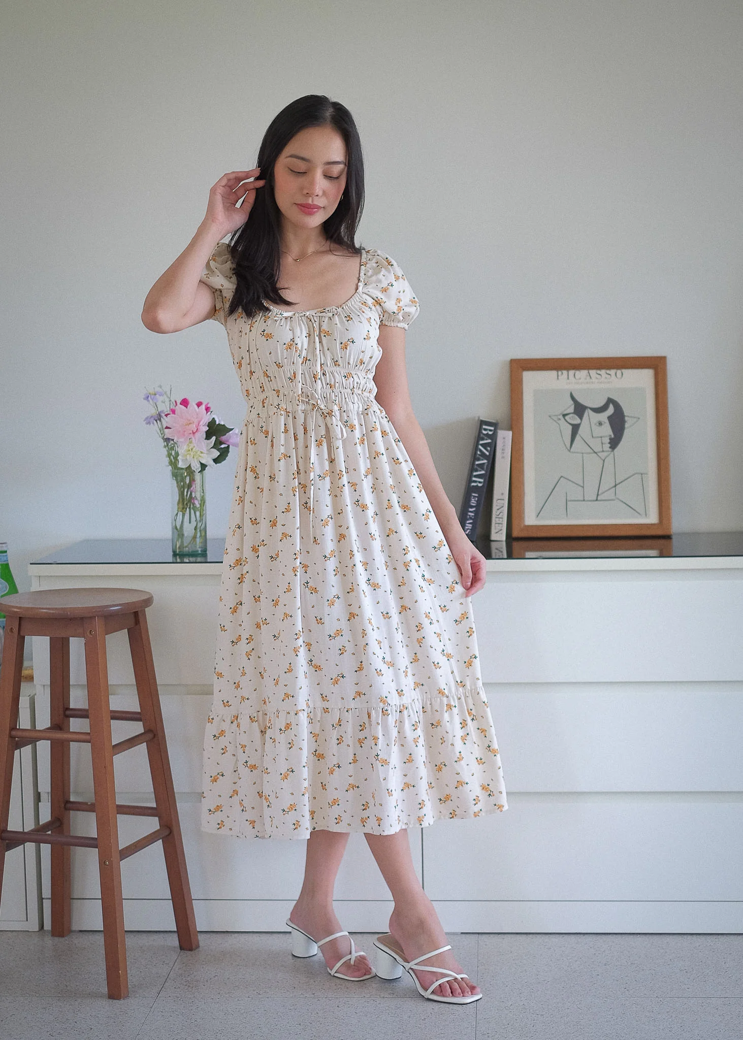 The Leilani midi dress - soft cream ditsy floral - Image 5