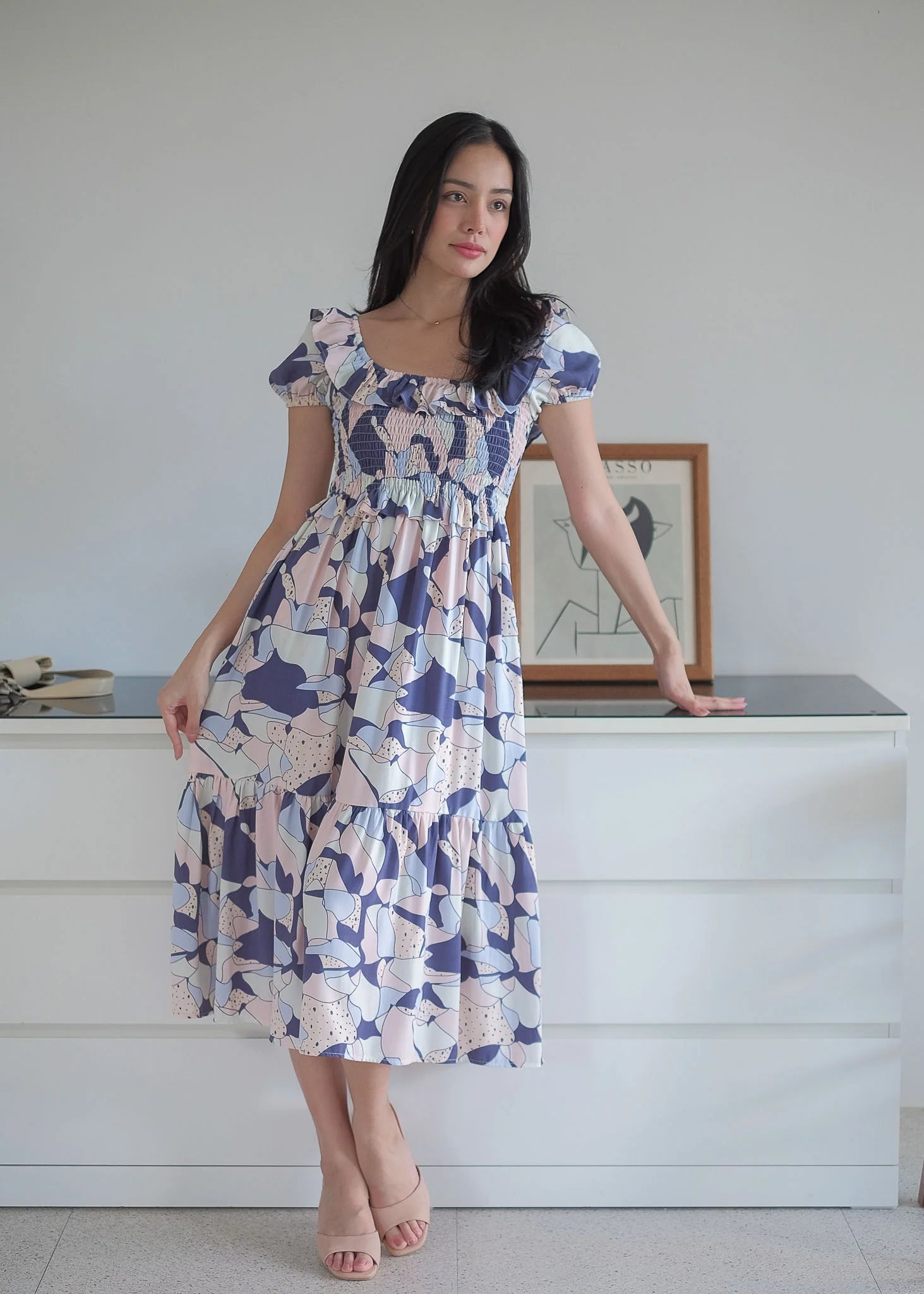 The Patricia Midi Dress – abstract floral print - Image 2
