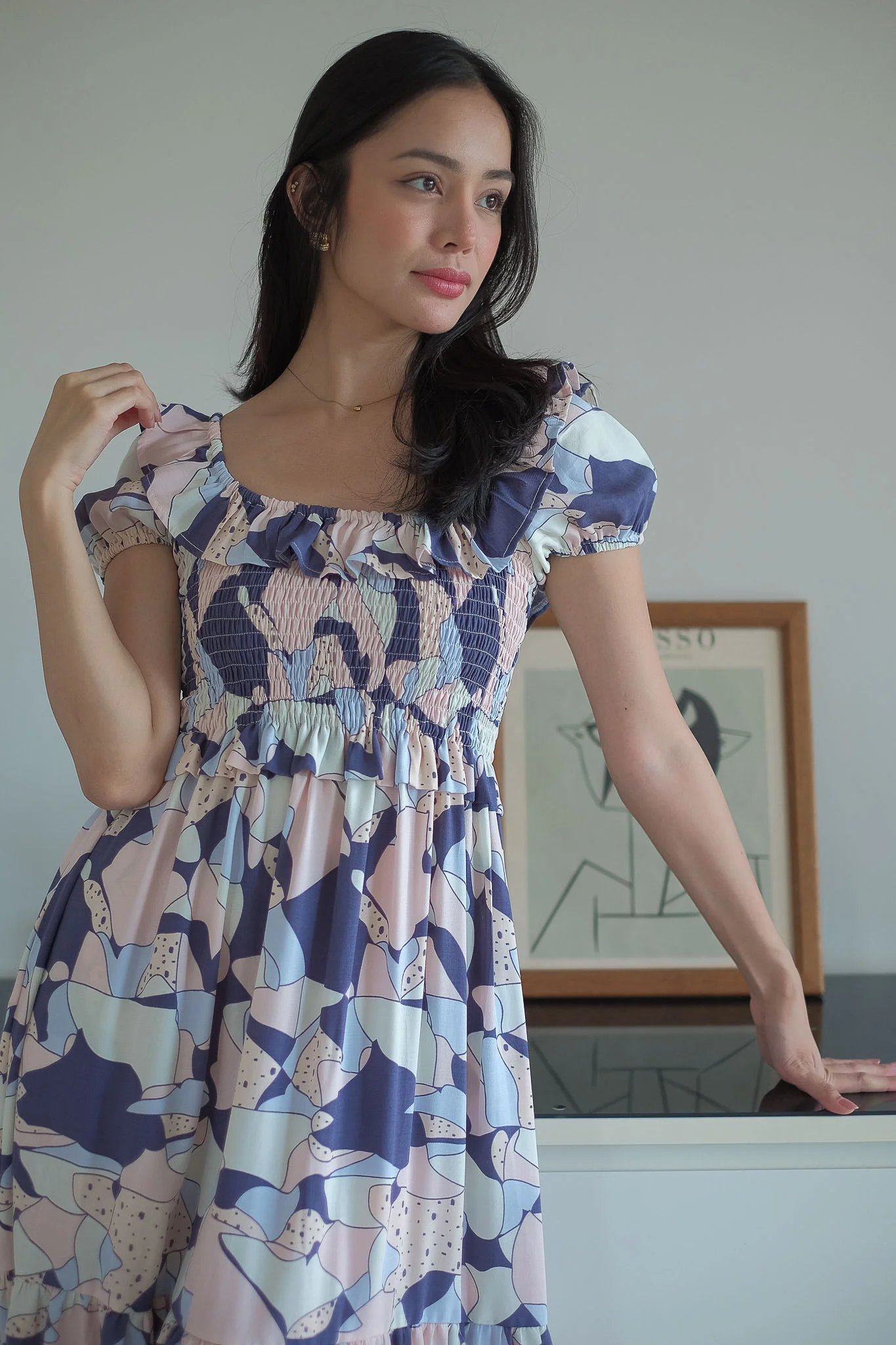 The Patricia Midi Dress – abstract floral print - Image 3