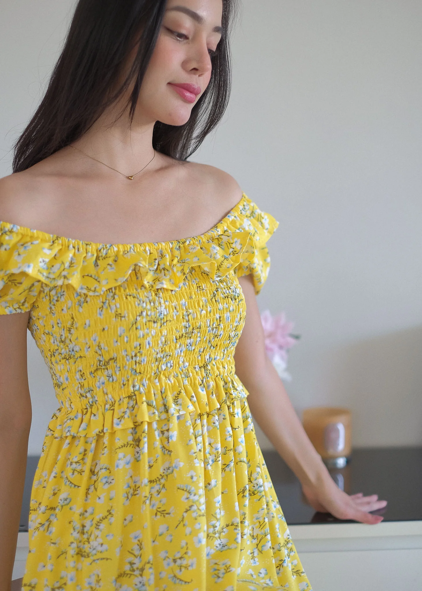 The Patricia Midi Dress – yellow floral - Image 4