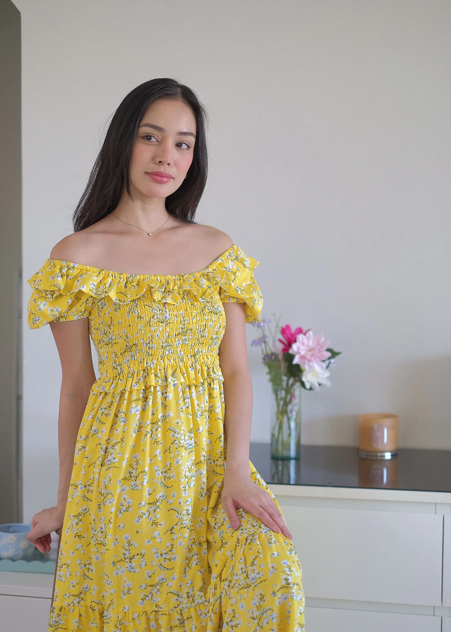 The Patricia Midi Dress – yellow floral - Image 5