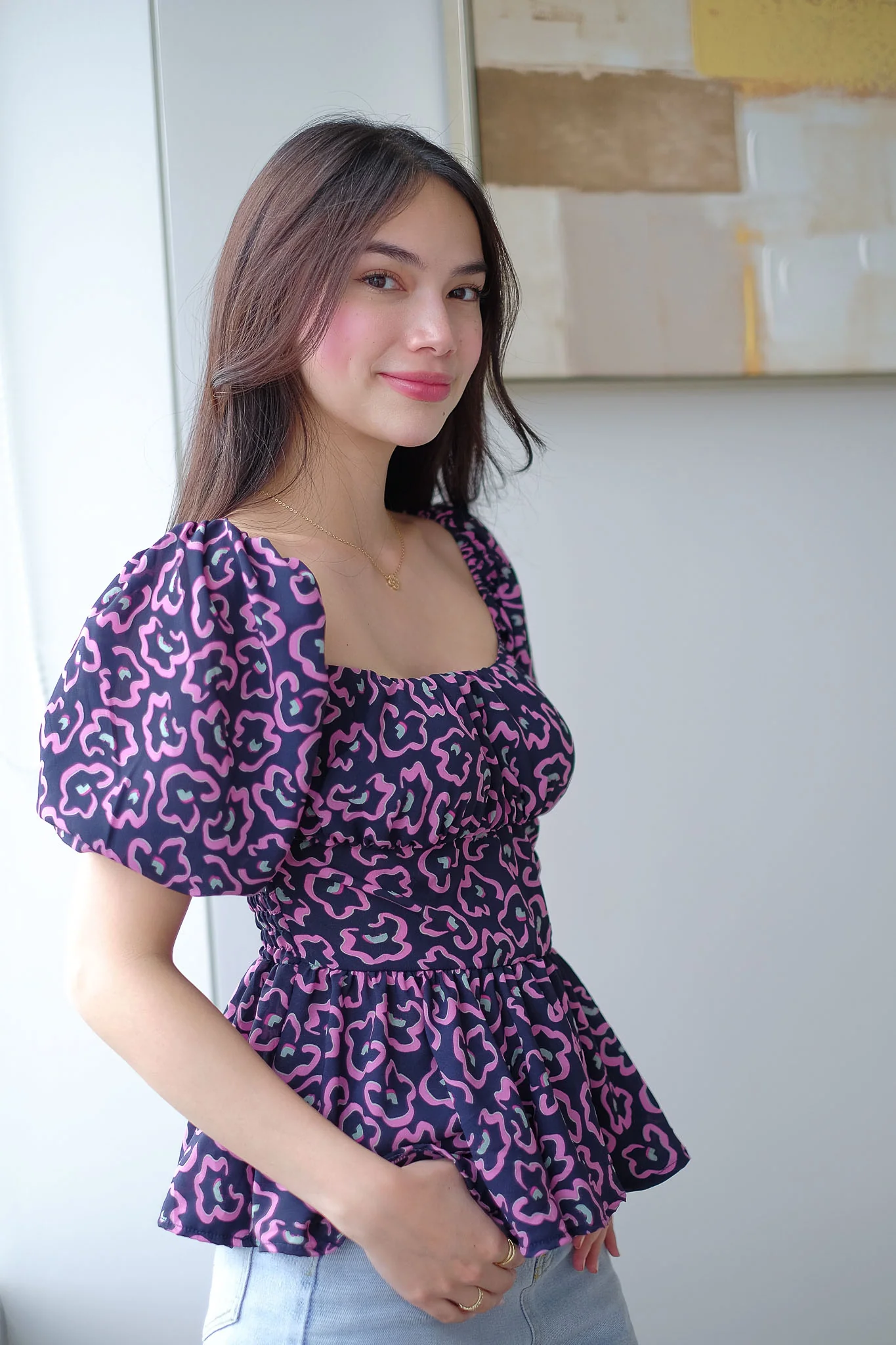 The Rachel Top - abstract purple floral - Image 3