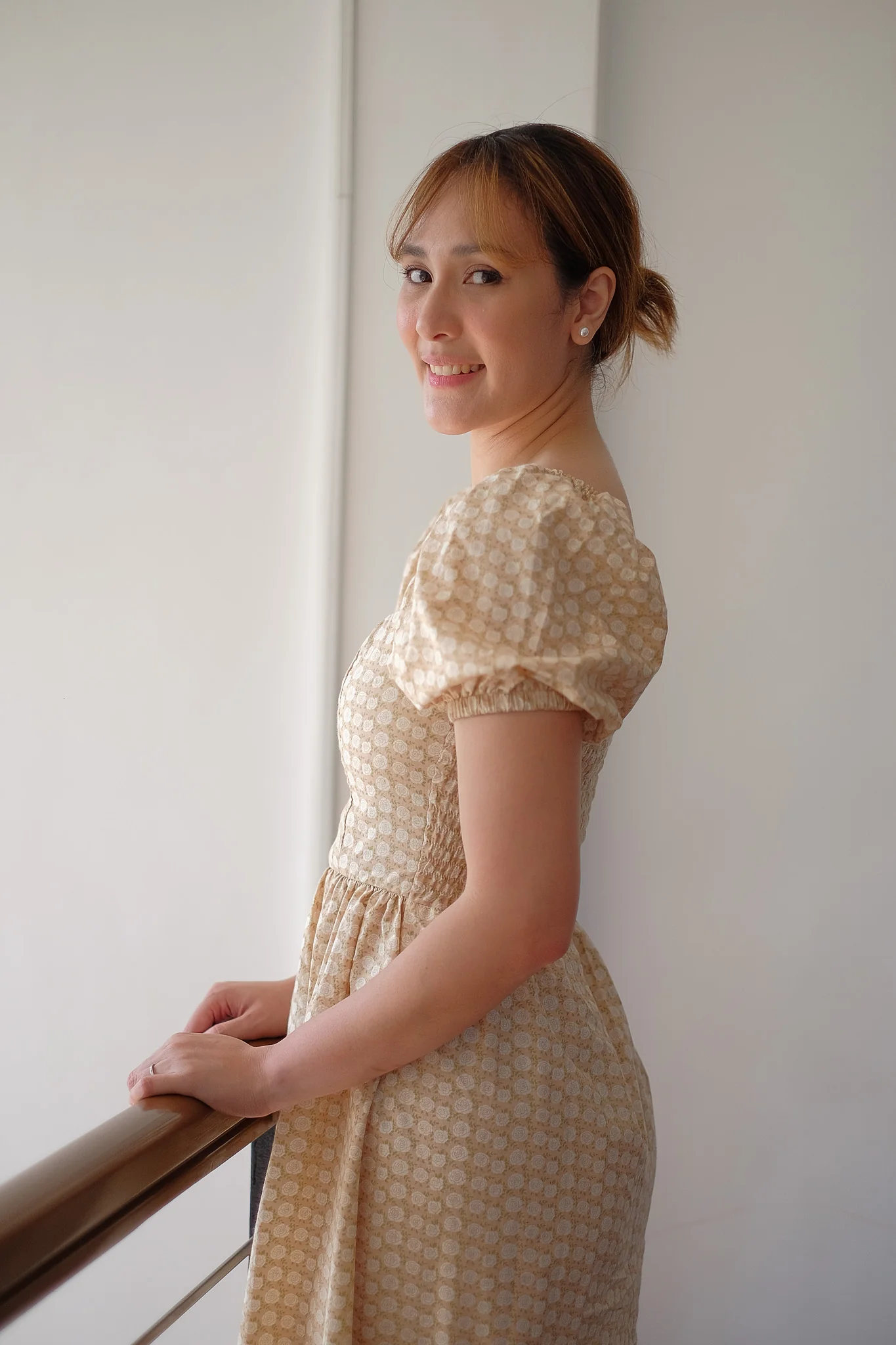 The Roxanne Midi dress - blush beige floral - Image 3