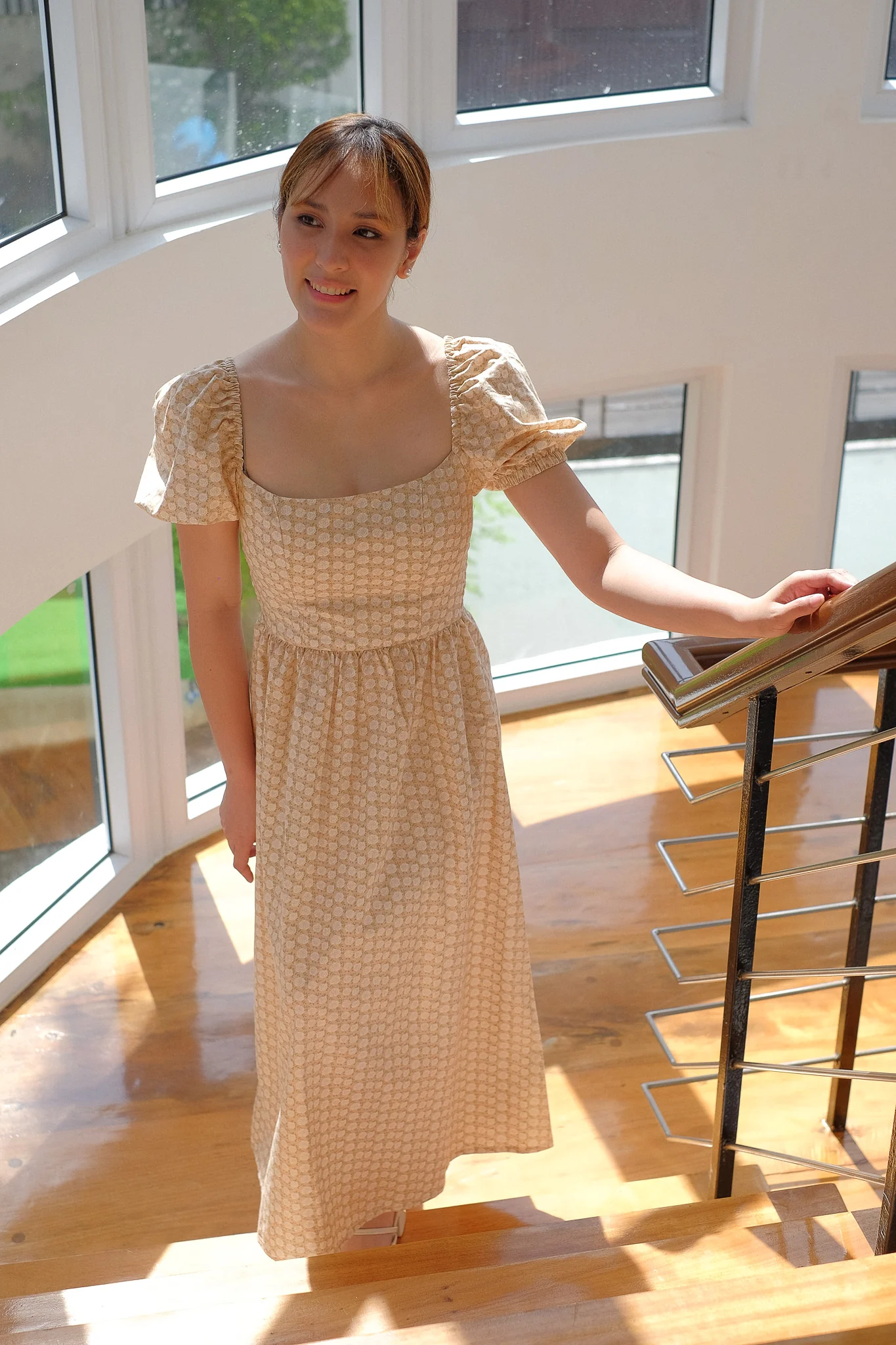 The Roxanne Midi dress - blush beige floral - Image 4