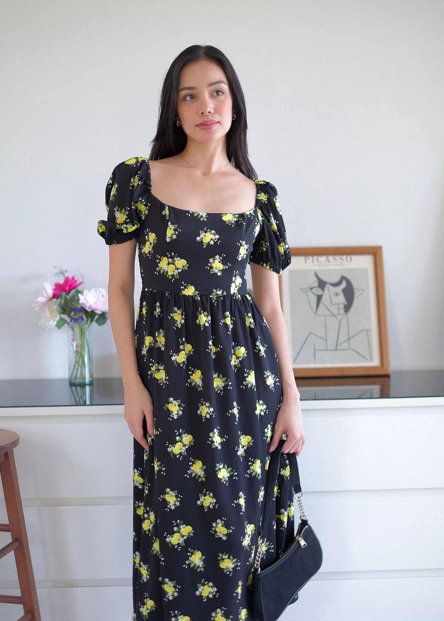 The Roxanne Midi dress - lemon in black - Image 5
