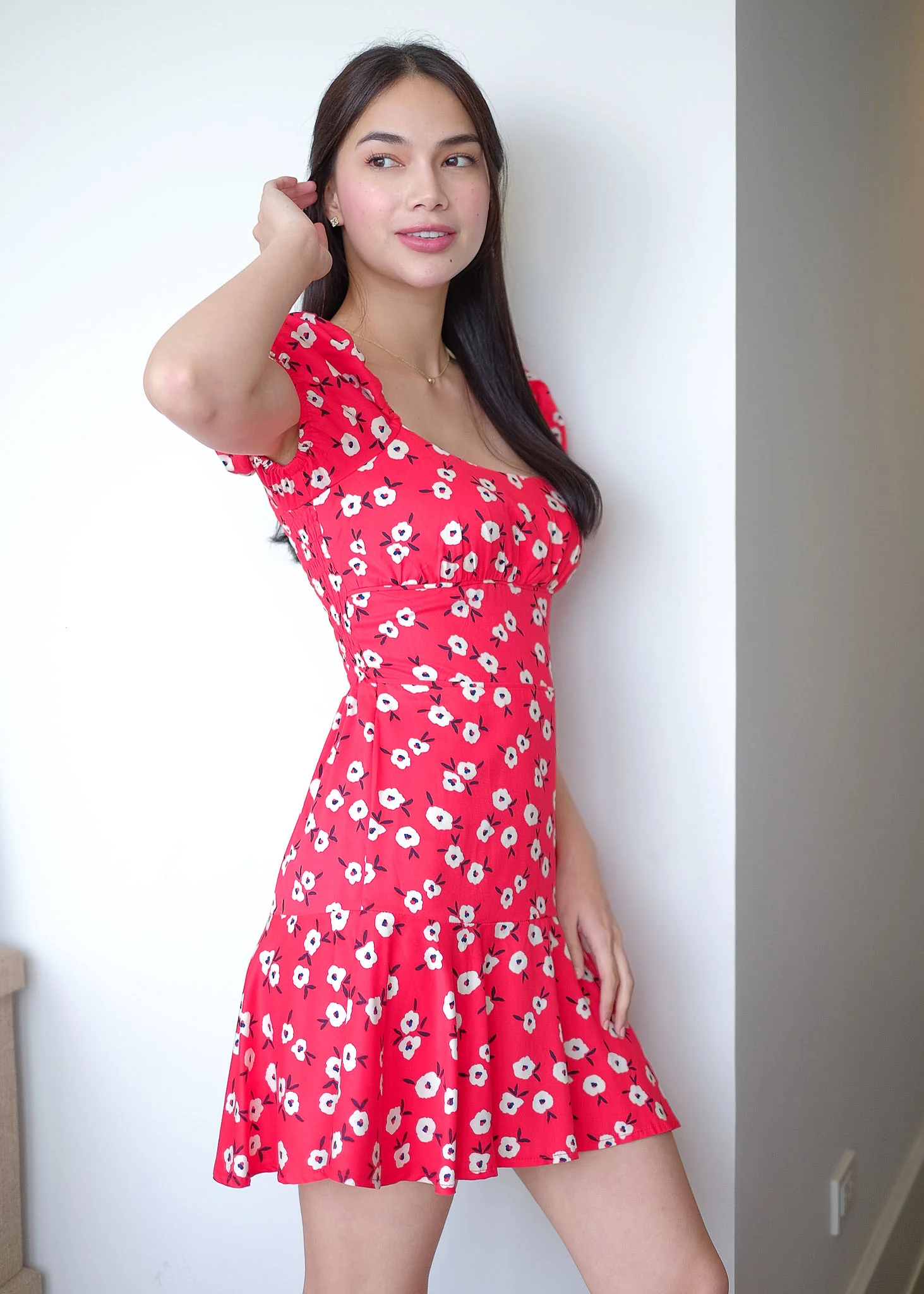 The Suri Mini dress - red floral - Image 4