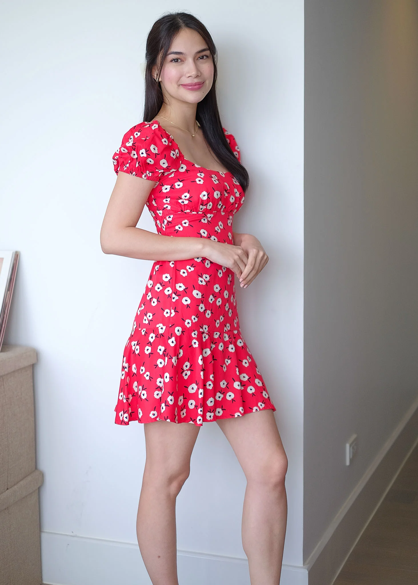 The Suri Mini dress - red floral - Image 5